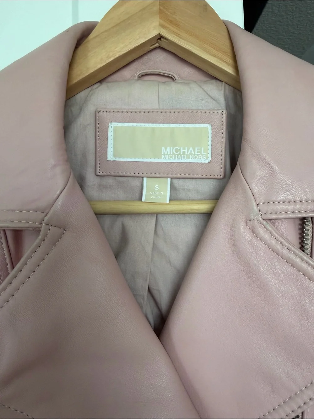 Michael Kors Blush Pink Leather Jacket
